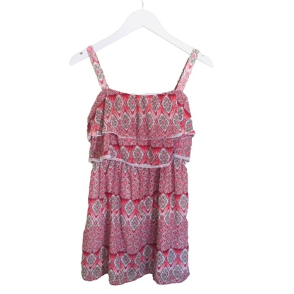 HOLLISTER Spaghetti Strap Boho Tiered Lace Dress Pink/Sage Size Small - Picture 5 of 9